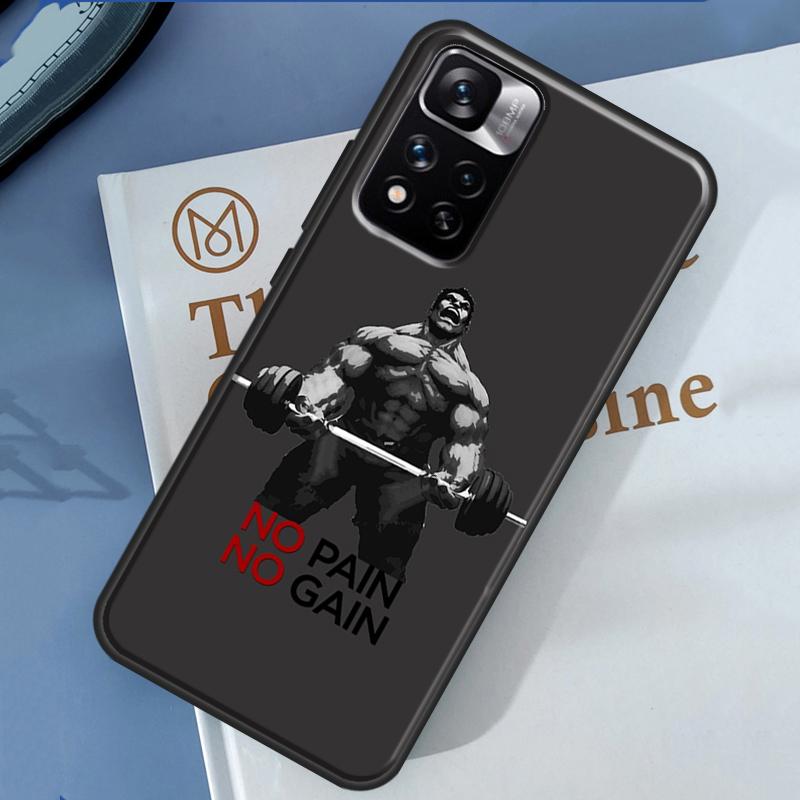 No Pain No Gain Training Case For Xiaomi Redmi Note 14 13 Pro 12 11 9 10 9S 10S 11S 12S Redmi 13C 10C 12C 14C Cover