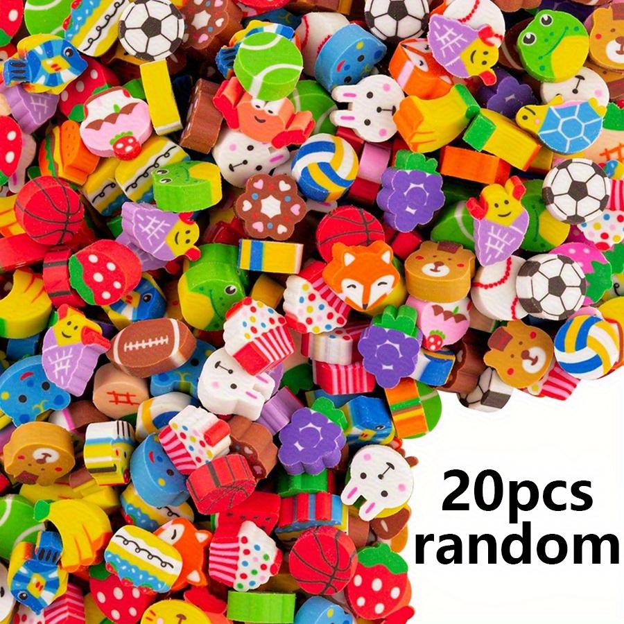 

20/40/80pcs Mini Cartoon Rubber Fruit Animal Cake Shape Cute Erasers Stationery Praise Kids Gifts School Office Supplies JXB