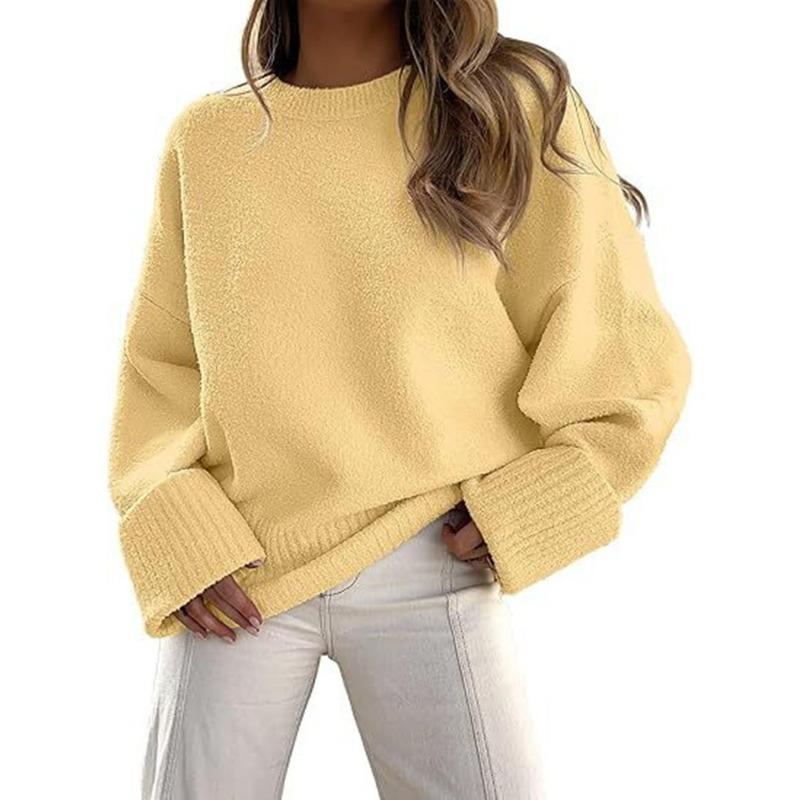 New Autumn and Winter New Versatile Women's Round Neck Long-sleeved Plush Thick Warm Sweater