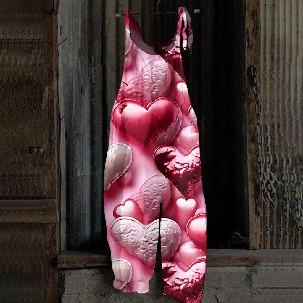 Kombinezon damski Nadruk Casualowy Luźny Vintage Ramiączka Bawełna Len