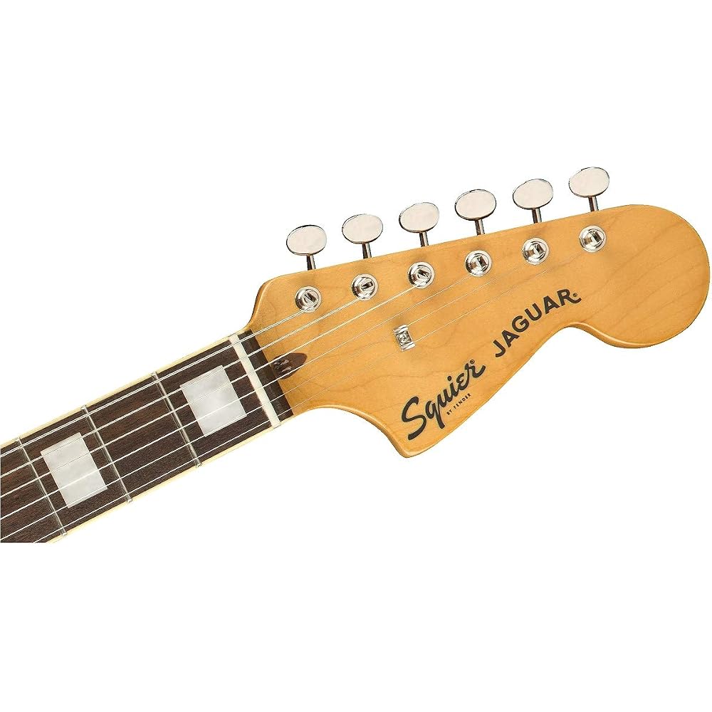 Squier by Fender Electric Guitar Classic Vibe '70s Jaguar®, Laurel Fingerboard, Black with Soft Case