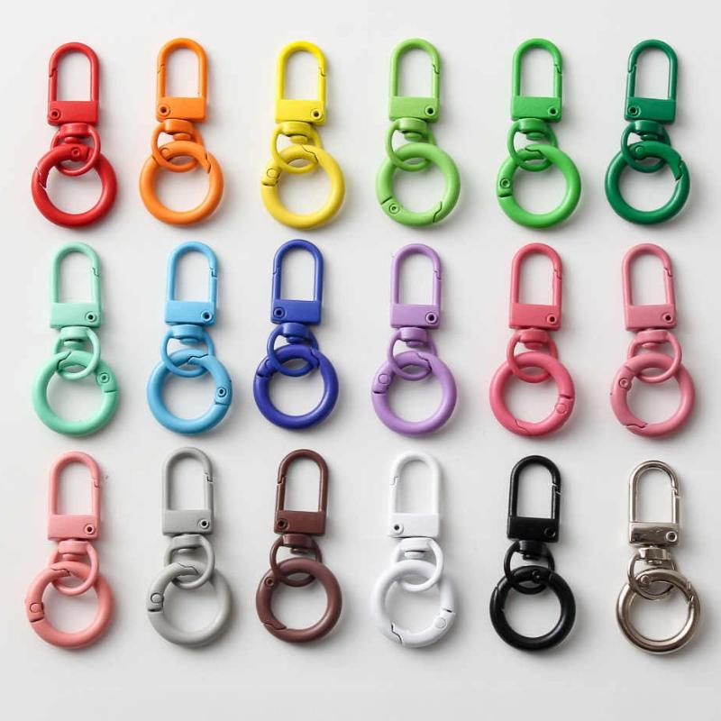 10/1pcs New Color Alloy Keychains Handmade DIY Bead Jewelry Accessories Luggage Keychains Spring Buckles Pendants
