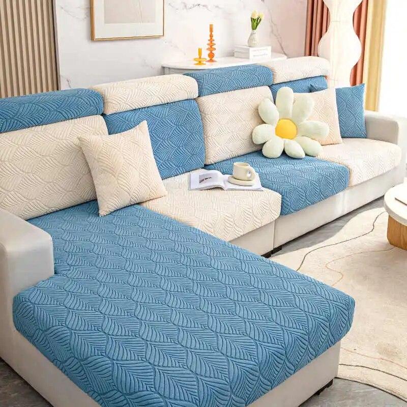 Winter Jacquard Fleece Sofa Cushion Covers Non Slip Elastic Couch Cover Universal Protective Slipcovers