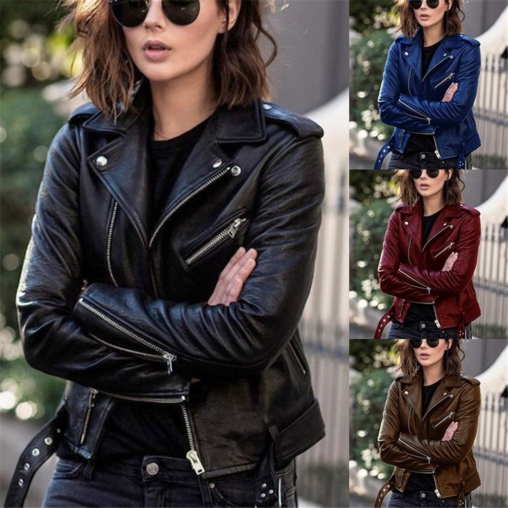 2023 Damen Slim Fit PU Leder Motorradjacke - Kurz, Koreanischer Stil für Frühling, Herbst und Winter