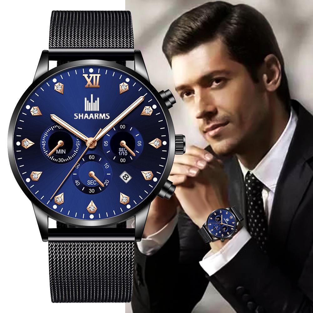 Orologio da uomo Deluxe in acciaio inossidabile impermeabile orologio al quarzo sottile Orologio da uomo d'affari casual