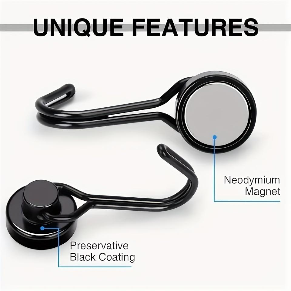 Strong Magnetic Hooks with Rotating Head - Fashionable Metal Wall Mount Hooks, Painted Finish, Adjustable and Multifunctional