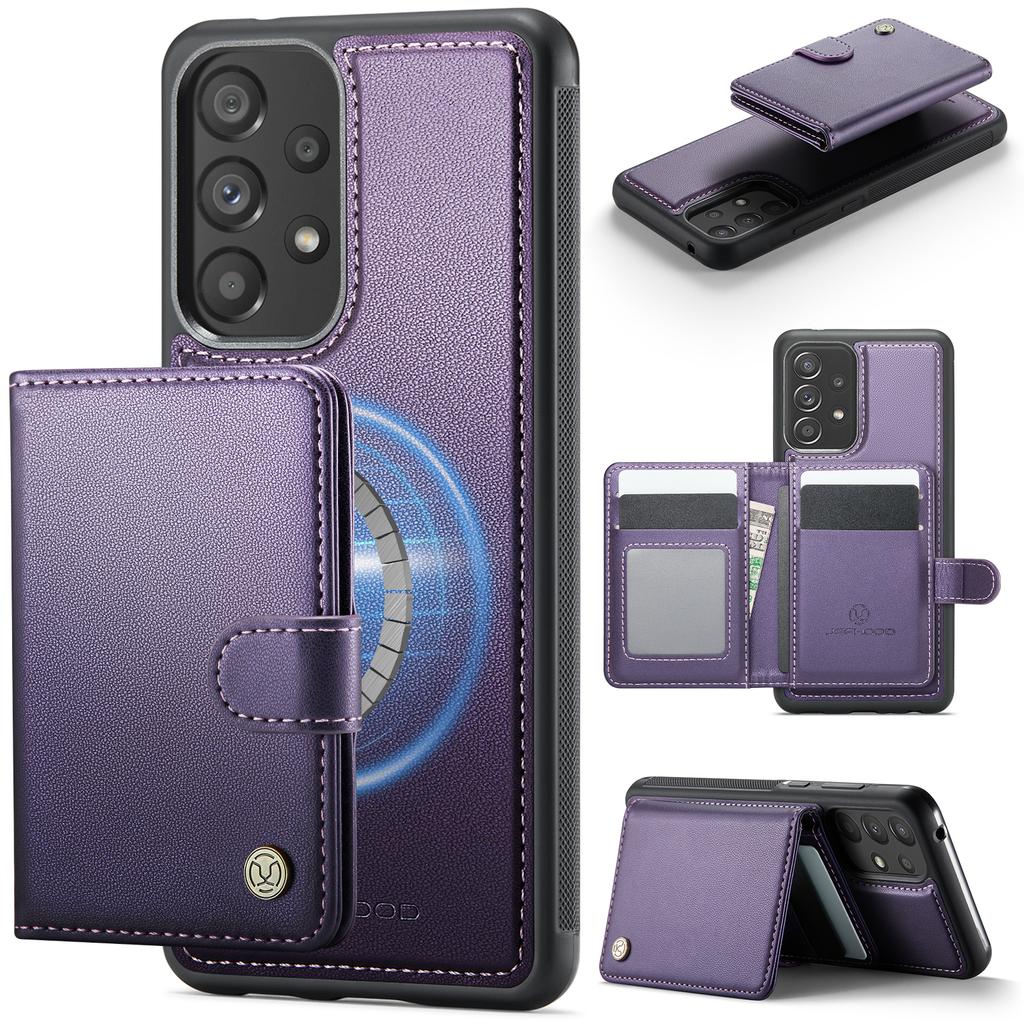 For Samsung Galaxy A52 5G/Galaxy A52s 5G/Galaxy A52 4G Case JEEHOOD J09 RFID Blocking Card Holder Leather Back Phone Cover Magnetic Case