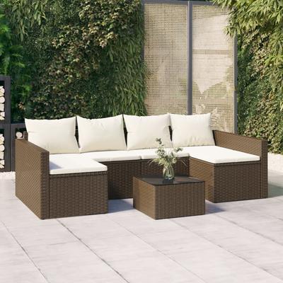 Vidaxl 2-Cz. Garden Lounge Set, Cushions, Brown, Rattan PE