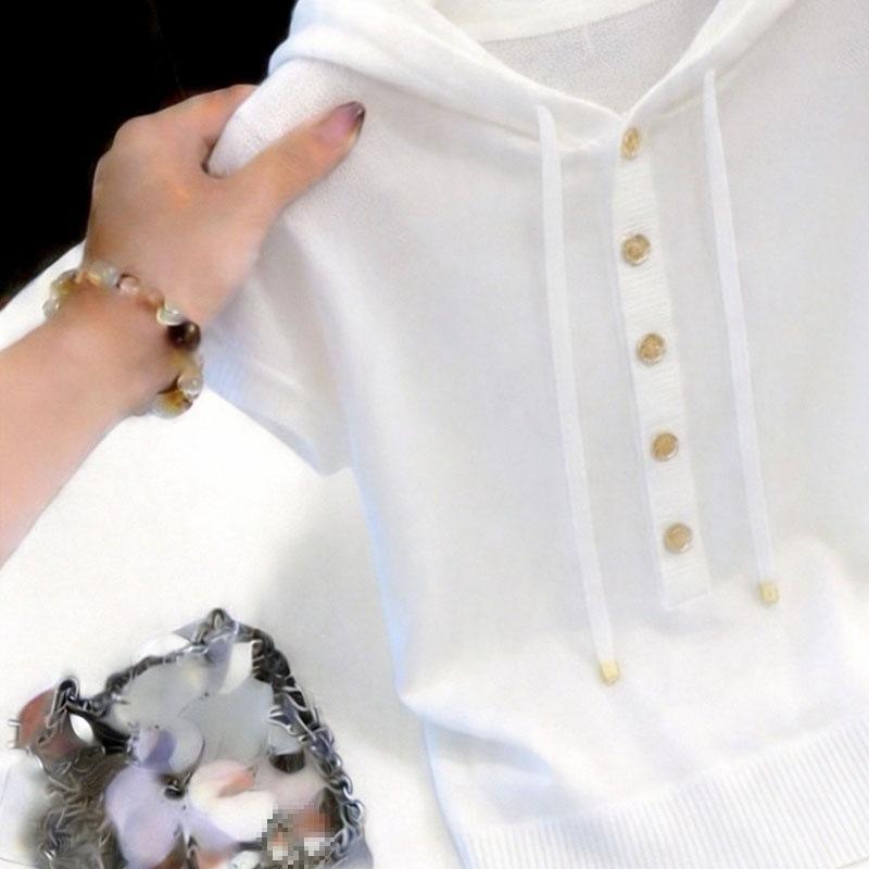 Summer Casual Slimming Hooded Knit T-Shirt