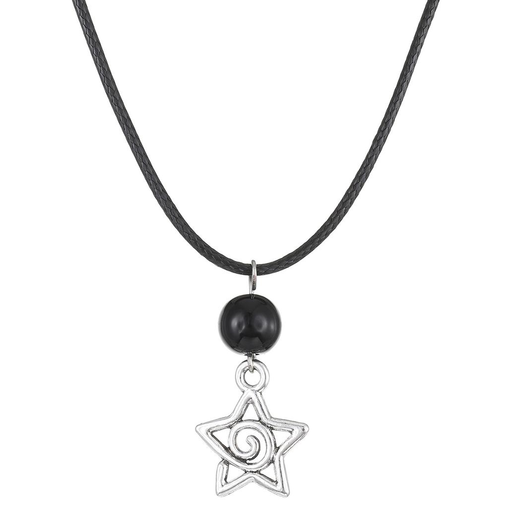 Vintage Swirl Star Pendant Necklace for Women Men Fashion Alloy/Wax Rope Collarbone Chain Aesthetic Jewelry Accessories