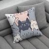 Cute Cat Print Pillow Case Soft Cushion Cases for Farmhouse Sofa Decor Home Decorations and Protector