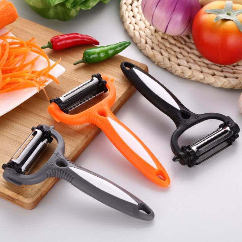 3-in-1 Rotary Multi-functional Melon Grater & Peeler: Portable Stainless Steel Kitchen Tool for Grating and Peeling Fruits