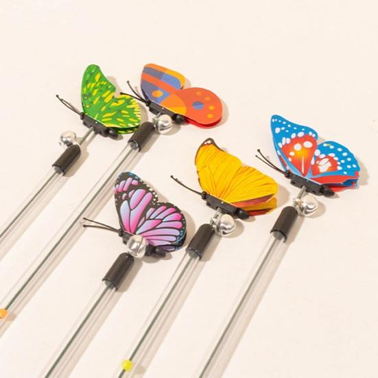 Juguete telescópico con forma de palo para gatos, con cascabel, interactivo y retráctil, con forma de mariposa, divertido juguete para gatos de interior