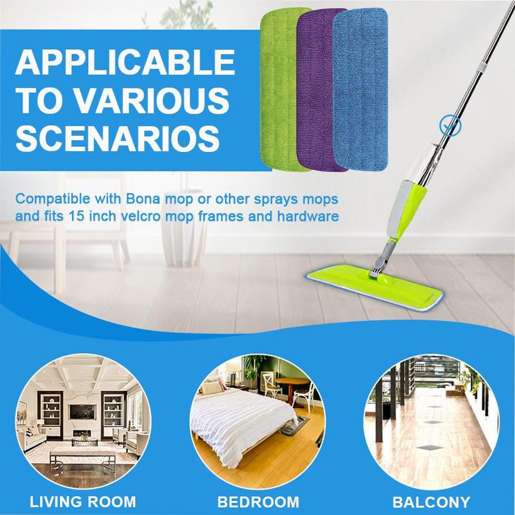 Mop Pads Reusable Microfiber Floor Wiper Cloth Reusable Mop Cloth Replacement For Hardwood Floor Apartment Dormitory Living Room