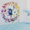 Elegant Ballet Dancer Silhouette Wall Stickers with Butterflies and Flower Garland, Home Wall Art for Bedroom Living Room Hallway Decoration