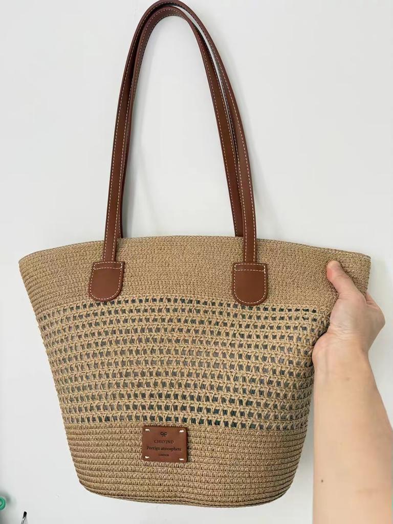 Nanfeng Versatile Trendy Straw Hat Manor Tote Bag Women's Summer Seaside Woven Straw Weaving Large-capacity Shoulder Bag