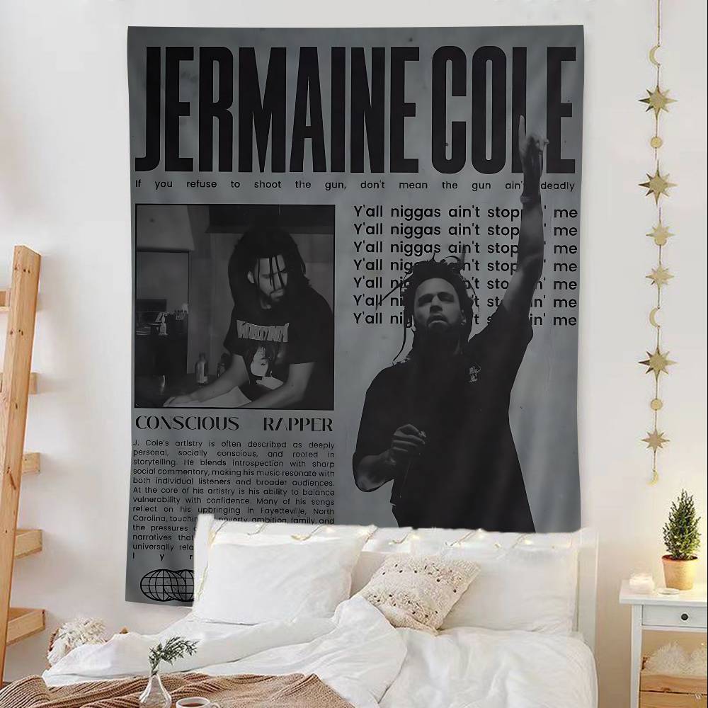 

Singer JCole Music Album Printed Large Wall Tapestry Art Science Fiction Room Home Decor Decor Blanket 74x94cm(29x37in)