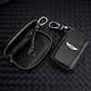 Husă din Piele pentru Chei Auto cu Logo Metalic 3D, Geantă Portofel cu Fermoar, Suport pentru Accesorii Bentley Flying Spur Continental GT Bentayga Mulsanne