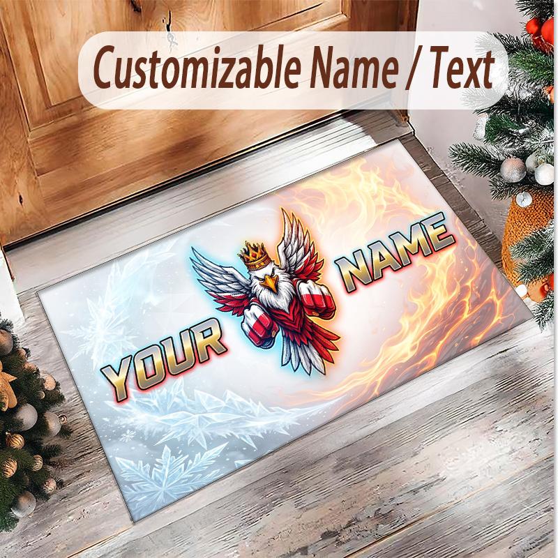 Personalized Crystal Velvet Carpet Poland Football Pattern Non Slip Floor Rug