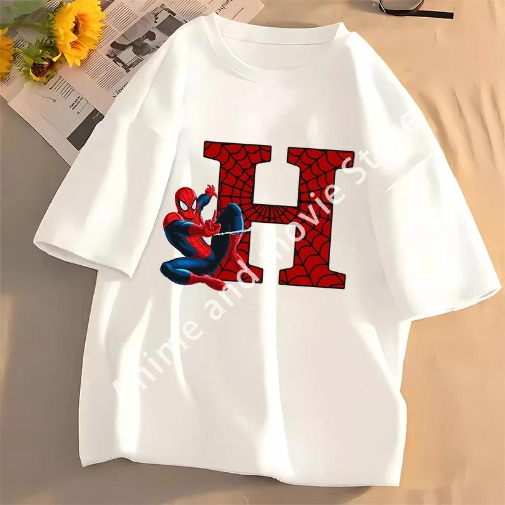 SpiderMans Women T Shirt Letter ABC Cotton Clothes Tops Women Summer Breathable Cute Short Sleeve Ladies' Fashion Top