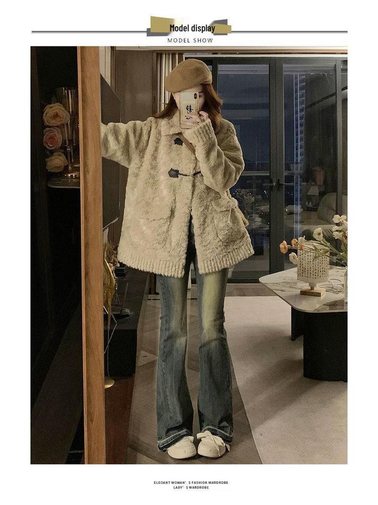 Eco-Friendly Faux Fur Winter Lamb Coat - Warm, Thickened Toggle Design