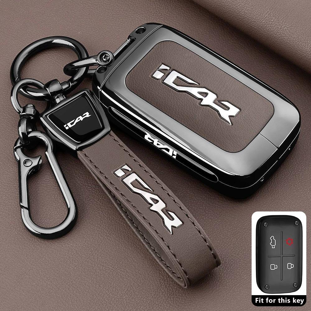 Car Key Case For Chery Icar V27 Reev Accessories  Car-Styling Keychain Remote Cover Shell Housing Ring Holder Fob