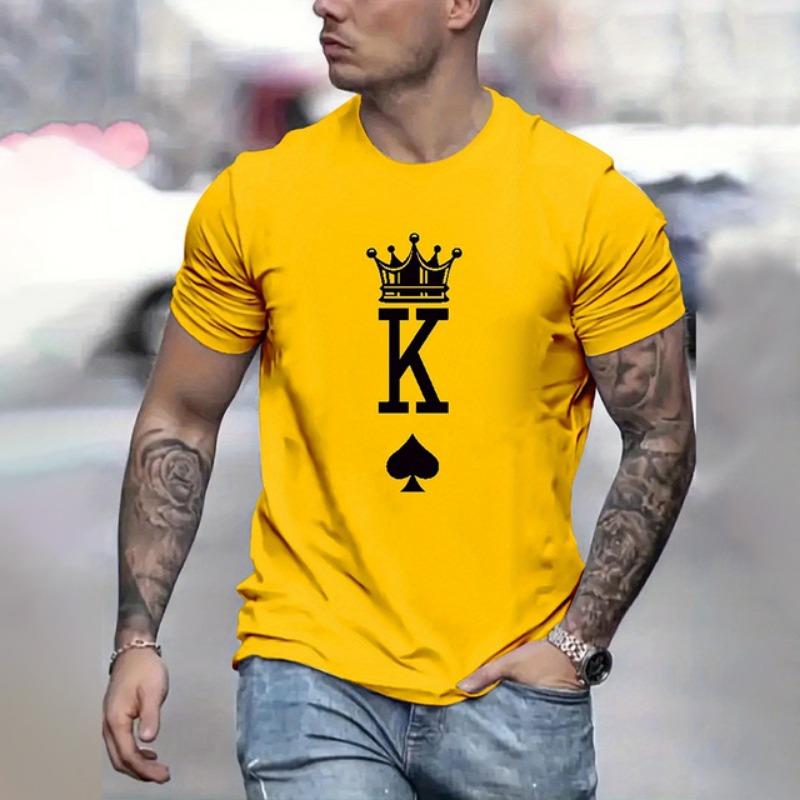 2024 Fashion Crown K Graphic Print T-Shirt Oversized Loose Men's Short Sleeve Clothing Casual Men's T-Shirts Top New Menswear