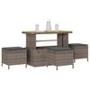 Garden Dining Set Gray Poly Rattan