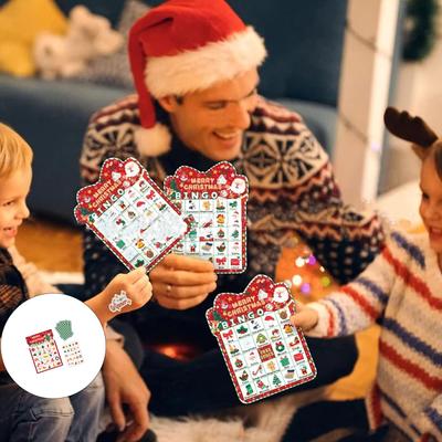 Festive Bingo Game Set 37 Pieces Christmas Cards For 24 Players Family Friend Party Entertainment Reusable Paper Materials