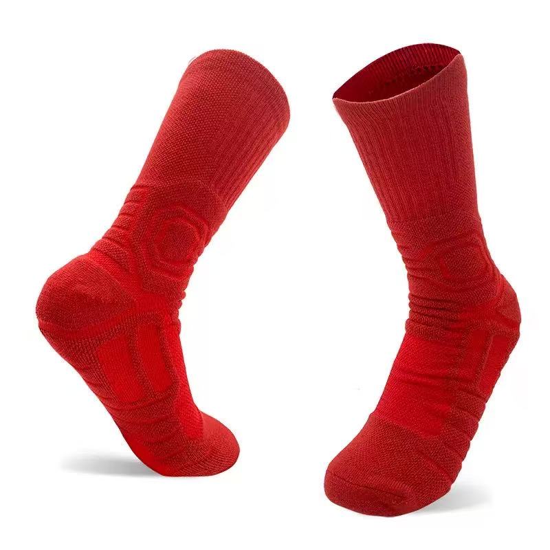 Men's Mid-Calf Professional Football Basketball Training Socks-Towel-Lined Short Elite Non-Slip Wear-Resistant High Quality All