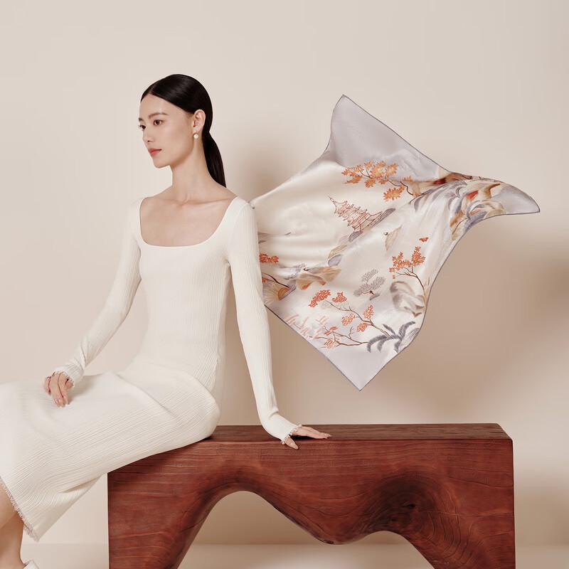Wansli Women's 100% Mulberry Silk Square Scarf