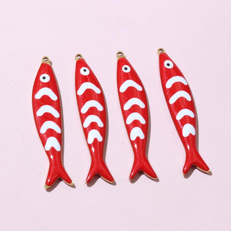 

10pcs 40x8mm Stainless Steel Enamel Fish Charms Pendant DIY Jewelry Making Accessories Findings for Necklace Earrings Bracelets