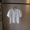 Korean Lace Jacquard Tie-Up Bubble Sleeve Women's Shirt - Summer 2025 Collection