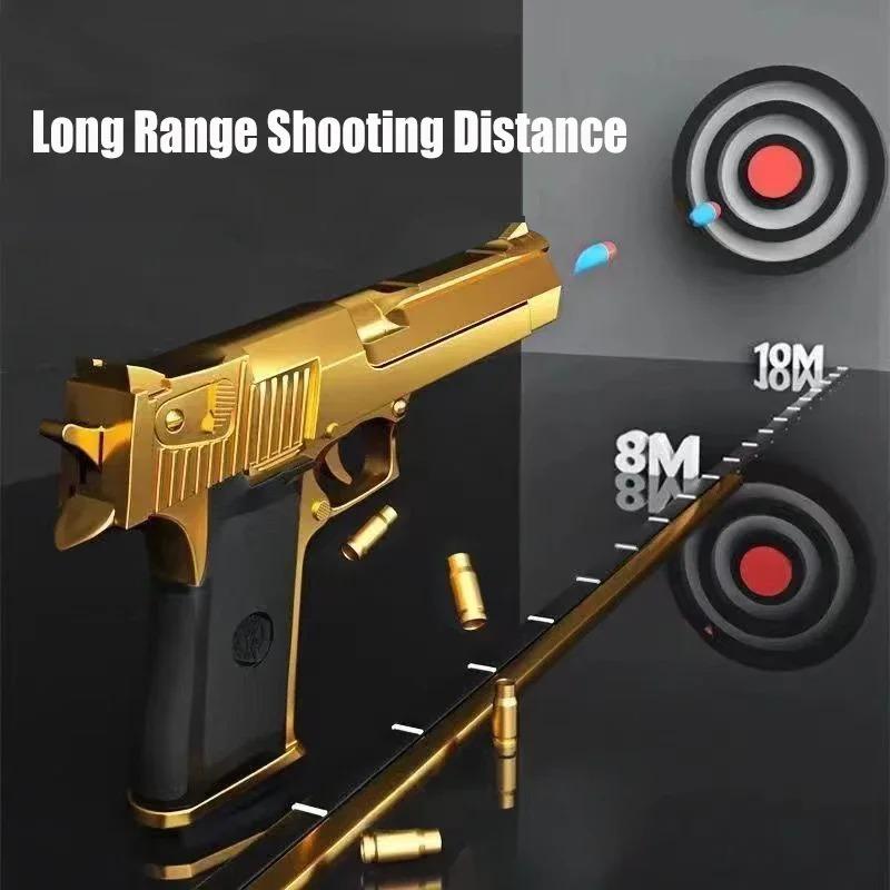 Desert Eagle Mechanical Continuous Fire Toy Gun Shell Ejection Airsoft Pistol Outdoor Soft Bullet Weapon for Children Gift
