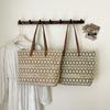 Splicing shoulder woven bag paper rope straw bag large capacity fashion beach bag casual women's bag