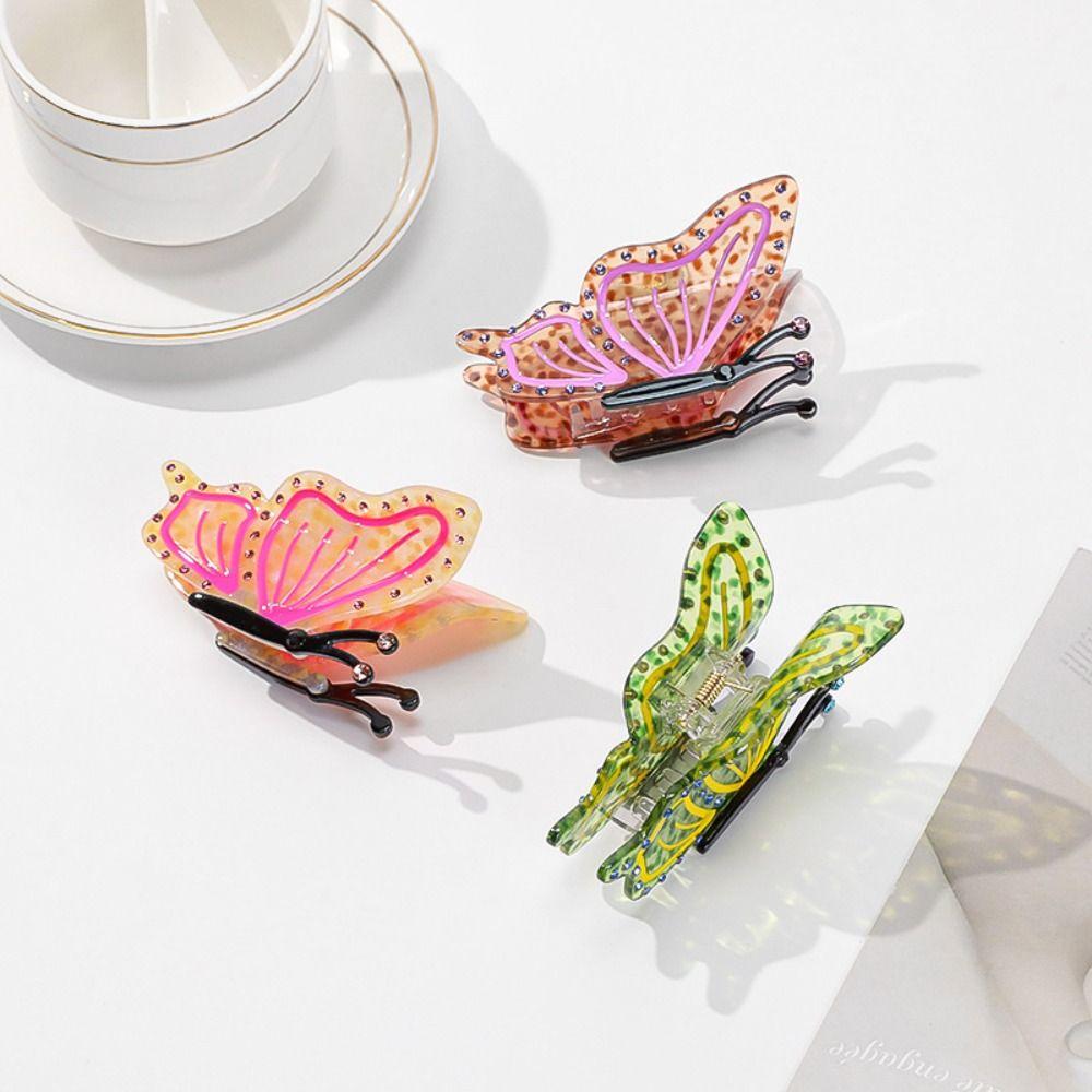 Korean Style Butterfly Acetate Hair Claw Sweet French Shark Clip Hair Accessories