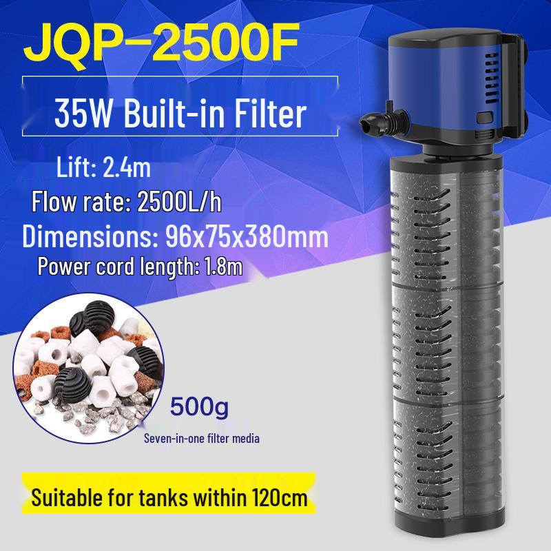 Three-in-One Submersible Fish Tank Pump with Built-in Filter & Aeration