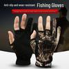 Camouflage Dreifingerlose Angelhandschuhe zum Spinnfischen und Felsenangeln