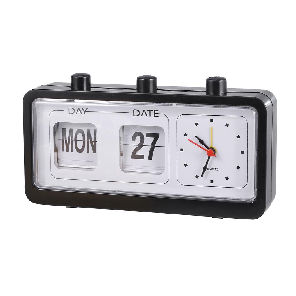 Simple Clock with Manual Date Week Adjustment Time Display Clock for Living Room Desk Use White
