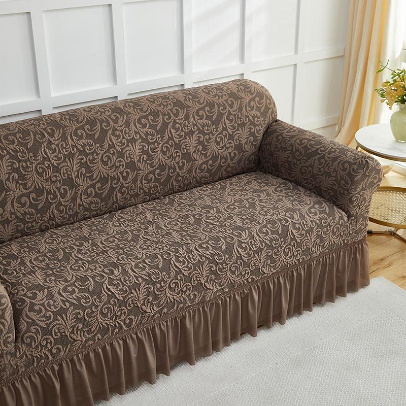 1pc European Style Flower Sofa Slipcover with Skirt Jacquard Non-slip Sofa Covers Furniture Protector for Living Room Home Decor