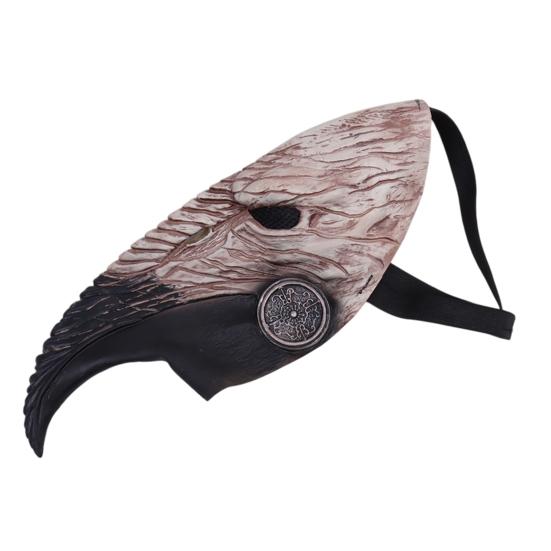 Comfortable Breathable Face Masque Long Nose Raven Masquerade Masque, Steampunk Bird Beak Cosplay Costume, Retro Wood Grain Cushion Latex Scary Creepy