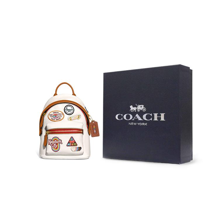 New COACH Cow Leather Backpack Small Size Women's Ecru/Khaki CA137-B4CAH