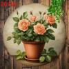 Vintage Metal Wall Art Green Leaves Pink Roses Indoor Outdoor Decor