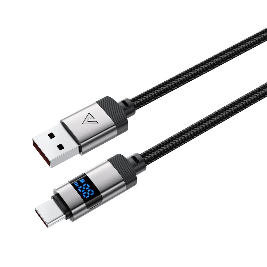 Kabel Acefast C15-04 Usb-A - Usb-C Z Wyświetlaczem 480Mb/S 66W 1.2M - Czarny