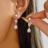 Exquisite Crystal Waterdrop Cubic Zirconia Earrings for Women Silver Color Inlaid Zircon Dangle Earrings Party Versatile Jewelry