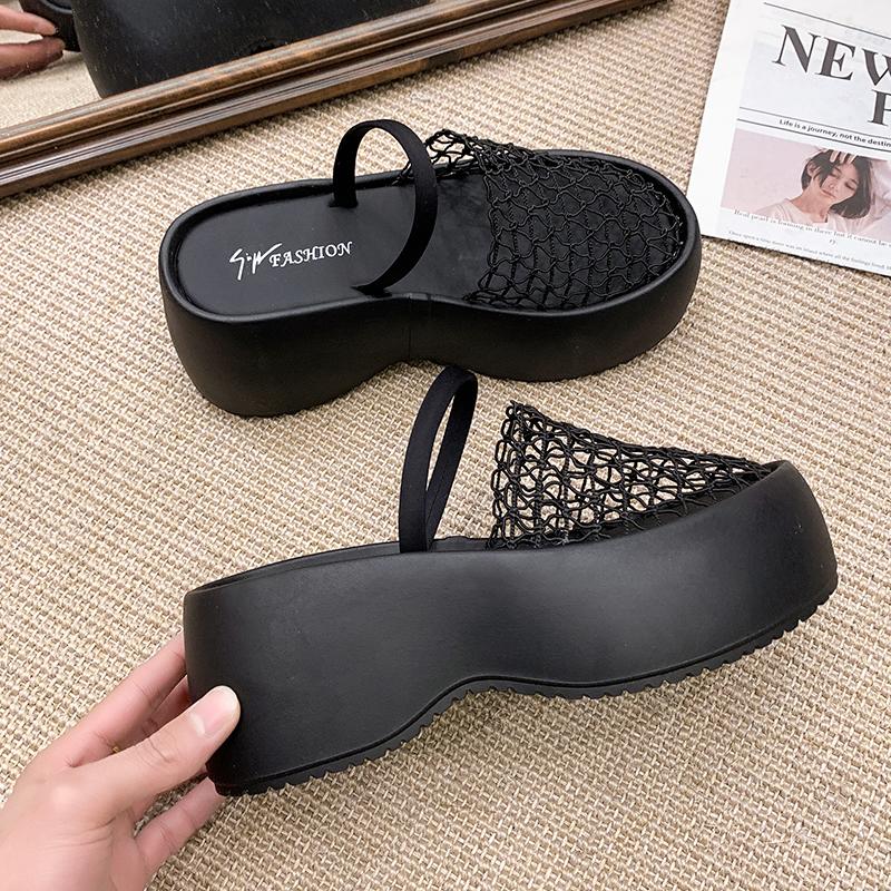 

Женские сетчатые босоножки на платформе, летние дизайнерские мюли, новая коллекция 2025, повседневные туфли-слингбэки, шлепанцы 40 чёрный