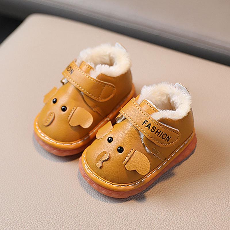 Squeaky Baby Shoes Soft-Soled Winter Boots with Fleece Unisex Infant First Walkers for 0-2 Years Baby
