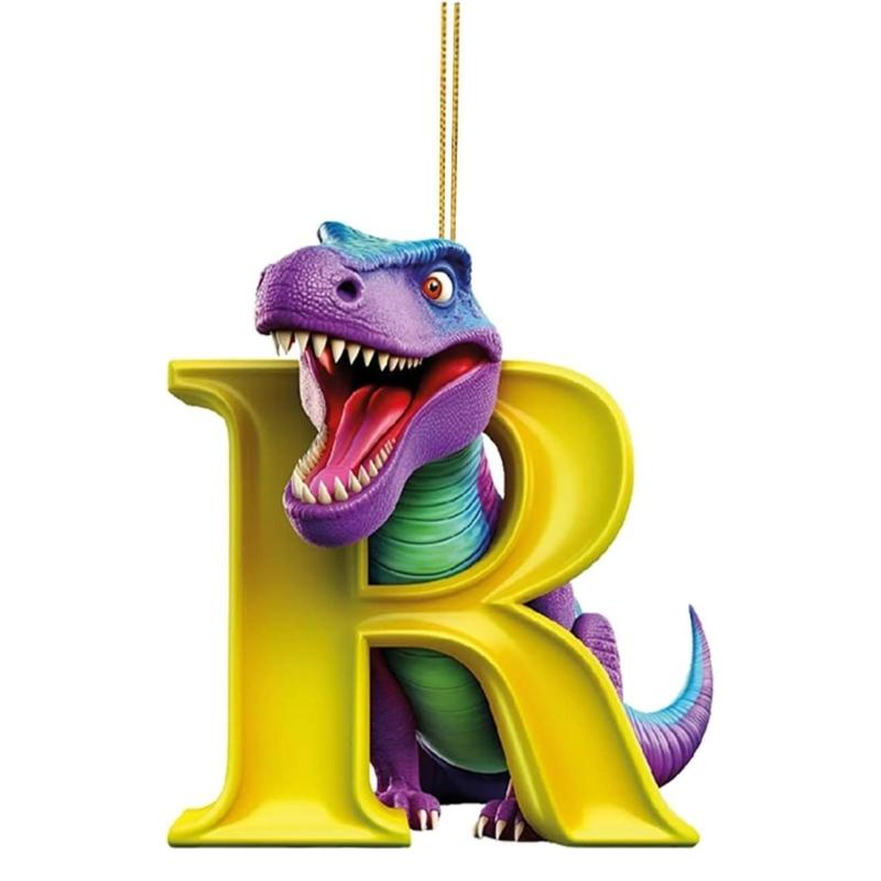 26 Letter Cartoon Pendant for Tree Kids Acrylic Christmas Animal Ornament
