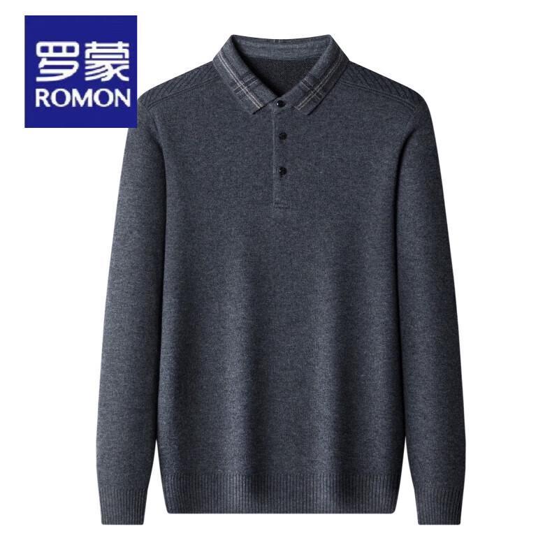 Luomeng Men's 100% Wool Thickened Polo Collar Sweater