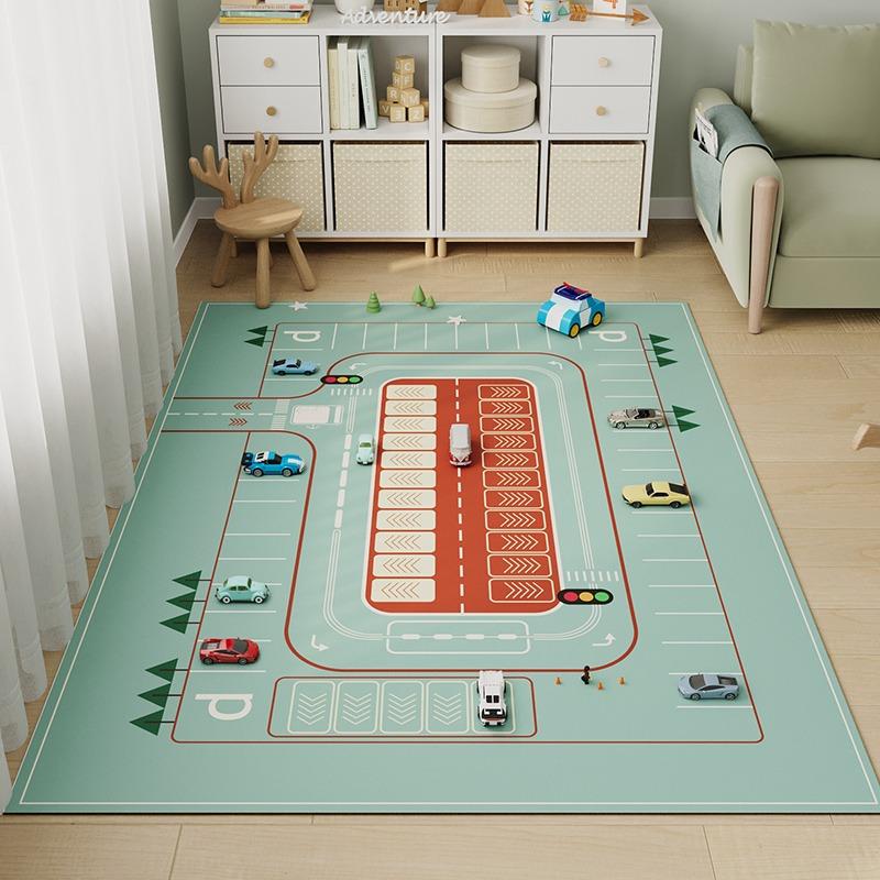Tapete de Jogo de Tráfego de Carros de Estacionamento Sala de Estar Sofá Quarto Cama Cabeceira Tapete de Entrada Antiderrapante Decoração de Casa Cor Tapete Infantil